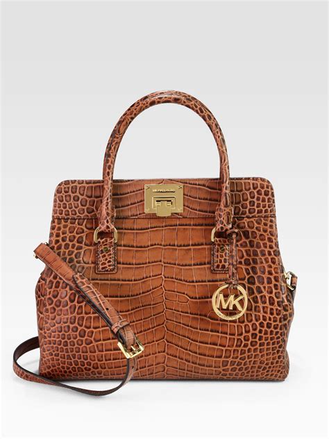 vintage michael michael kors brown leather satchel|michael kors manhattan leather satchel.